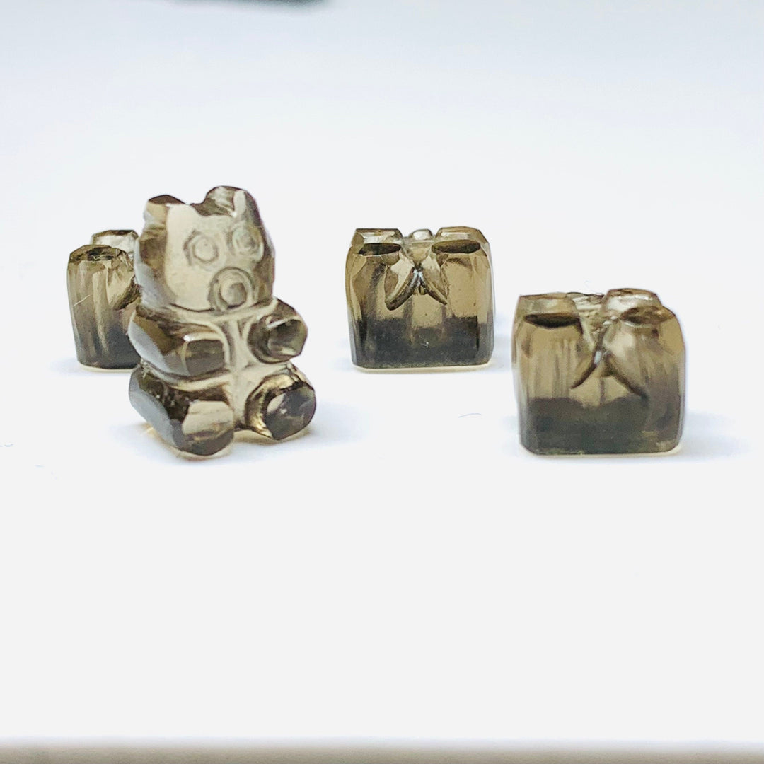 2,3,4,5 Pcs Natural Smokey Quartz Hand Carved Teddy Shape, Teddy Shape Gemstone For Jewellery, Teddy Shape Gemstone, 12X8 mm