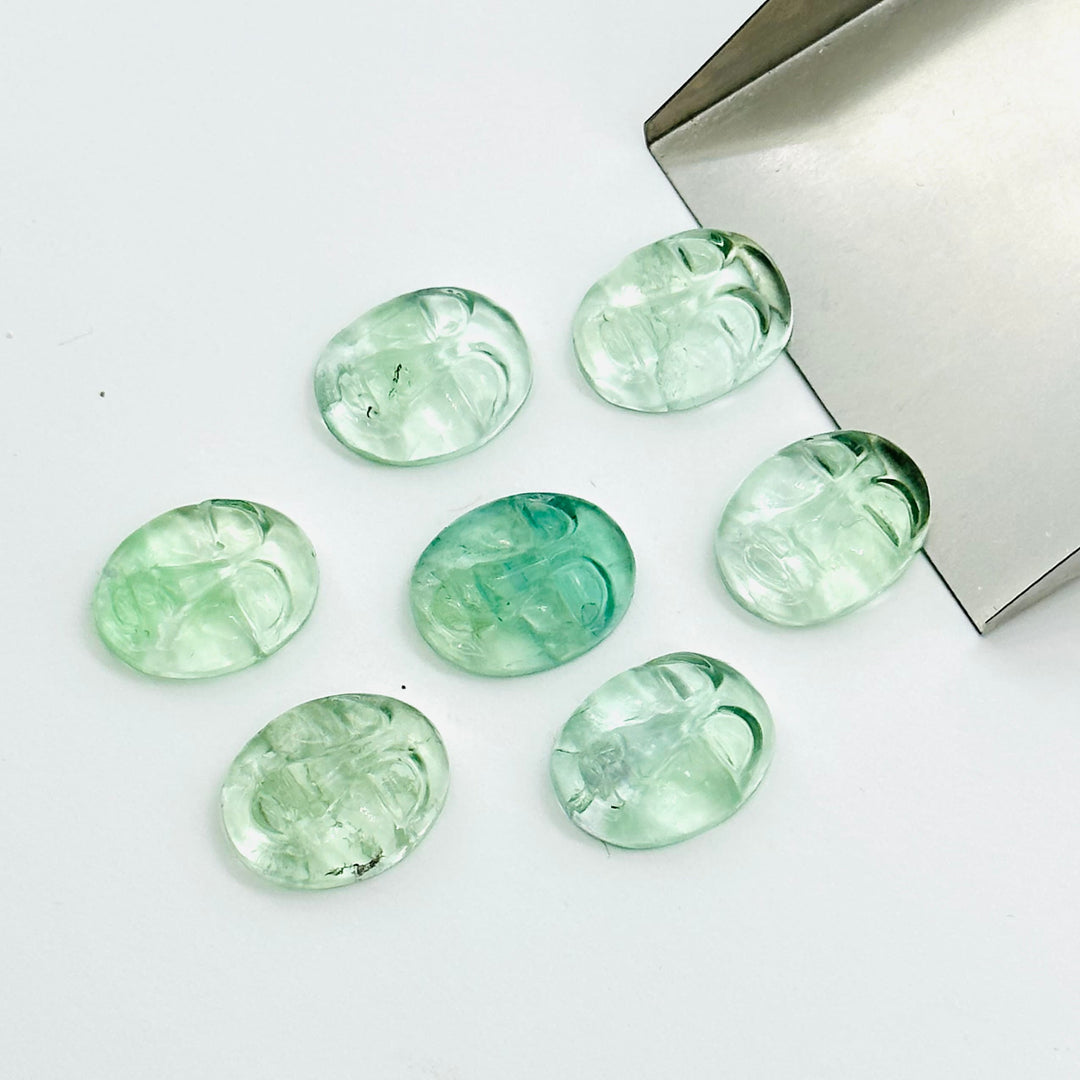 1,2,3,4,5Pcs Natural fluoride oval face Shape Carving,Hand carved fancy face shape Gemstone, fluoride carved Gemstone jewelry Making,18X14mm