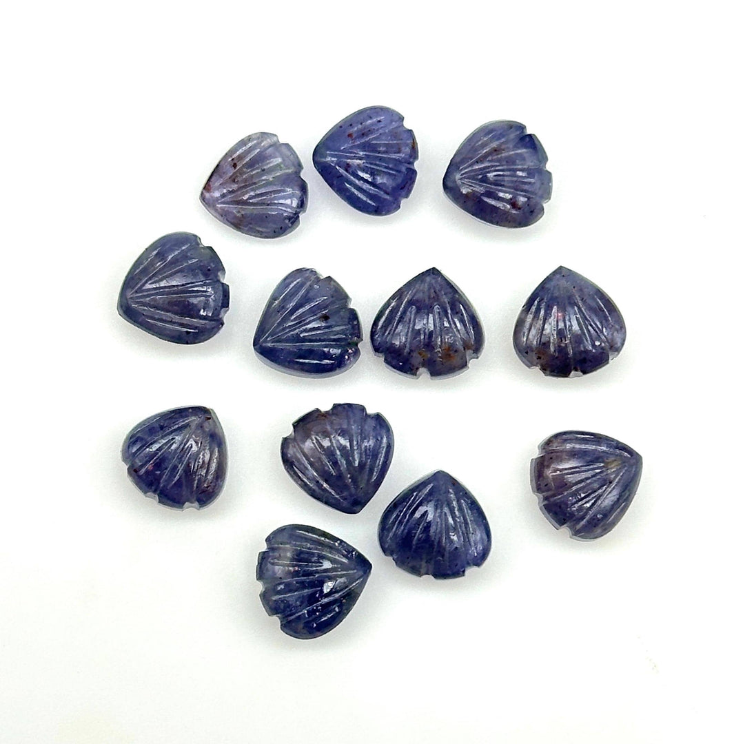 AAA+ Natural Iolite Shell Shape Beads, 8 MM Hand Carved Seashells, Tiny Carved Beads, Shell Charms, Jewelry and Craft Making