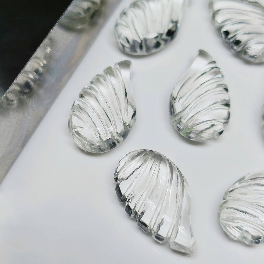 Natural Crystal Quartz Fancy Shape Carving Beads, Clear Crystal Hand Carved Wings Shape Loose Gemstone Beads, 18X10 MM Crystals for Jewelry