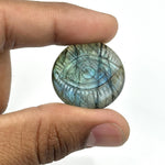 Load image into Gallery viewer, Natural Labradorite Evil Eye Shape Gemstone, Flashy Labradorite Hand Carved Stone Beads For Jewelry Making, 28 MM, Round Evil Eye Carving