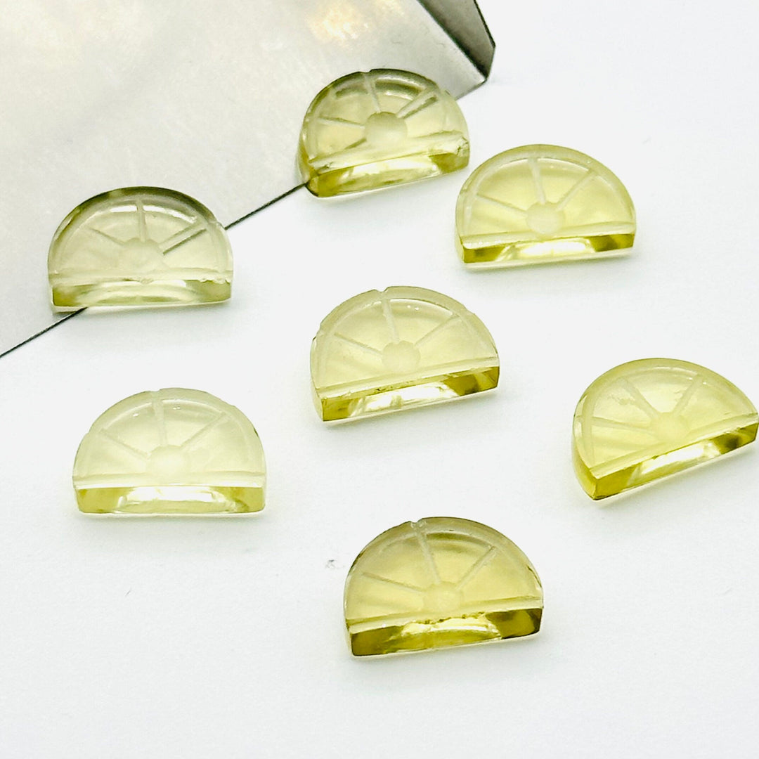 Natural lemon Quartz Slices, Half Lemon Shape Gemstone, Carved Fruit Shape Gemstone, Lemon Quart Carvings 13.5x9 MM, Fruit Cut Stones