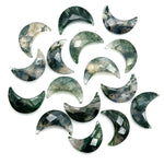 Load image into Gallery viewer, Natural Moss Agate Moon Shape Briolettes, AAA Moss Agate Moon Shape Beads, Tree Agate Moon Charms, Faceted Moon Shape Gemstone, 17 MM