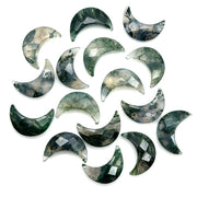 Natural Moss Agate Moon Shape Briolettes, AAA Moss Agate Moon Shape Beads, Tree Agate Moon Charms, Faceted Moon Shape Gemstone, 17 MM