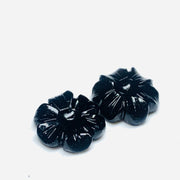 2,3,4,5 Pcs Natural Black Onyx Hand Carved Flower Shape, Carved Flower Shape Gemstone For Jewellery, Flower Shape Gemstone, 12 mm