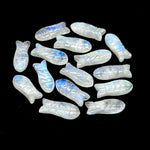 Load image into Gallery viewer, Rainbow Moonstone Fish Carving: Hand Carved Briolette Charm (8x20 MM