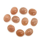 Natural Peach Moonstone Scarab Shape Briolette, Moonstone Sracab Carving Beads, Beetle Shape Hand Carved Stones, 12 MM Insect & Scarab Charm