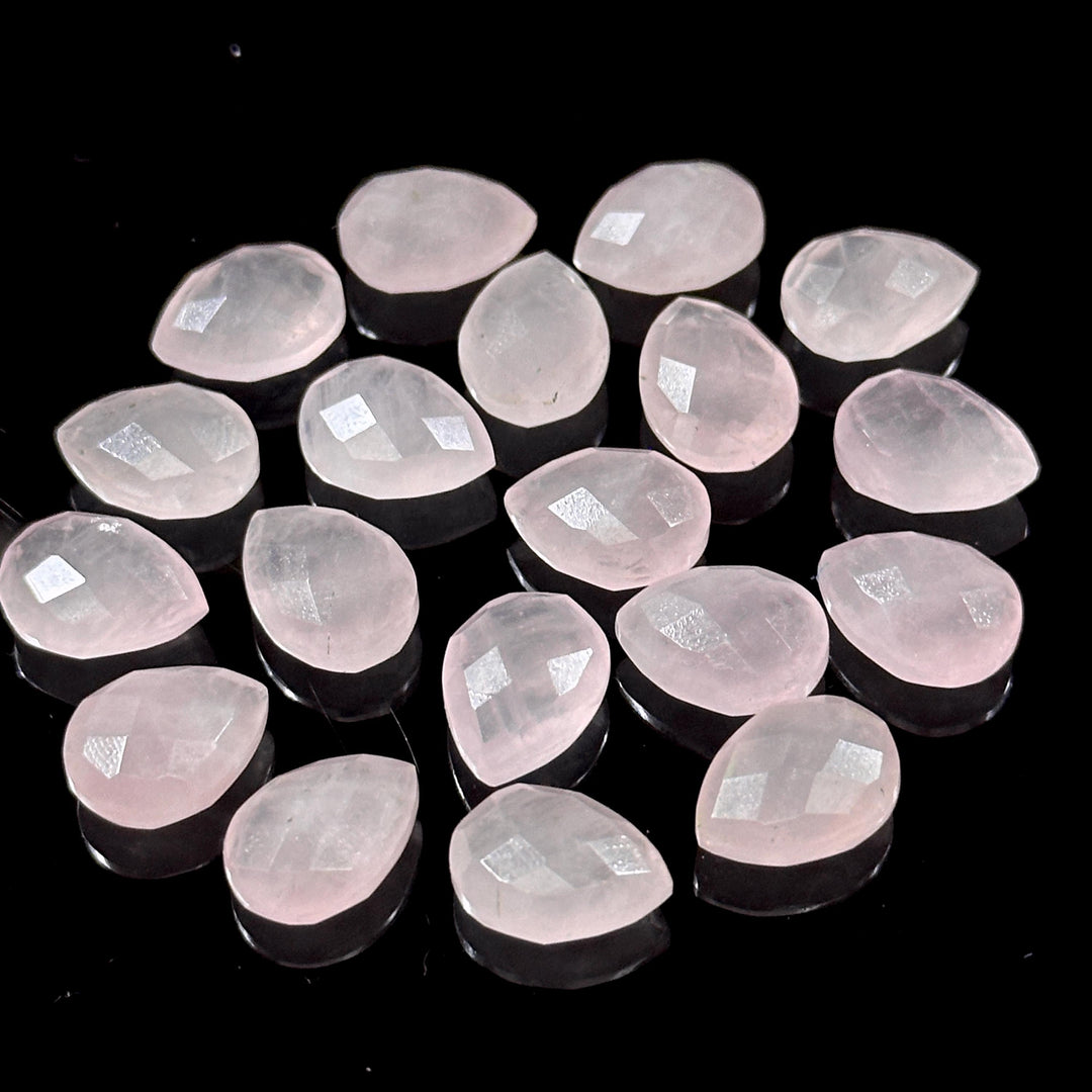 AAA+ Quality Rose Quartz Faceted Pear Shape Beads, 9X12 MM Natural Rose Quartz Briolette's Beads, Matched Pairs, Jewelry Making Beads