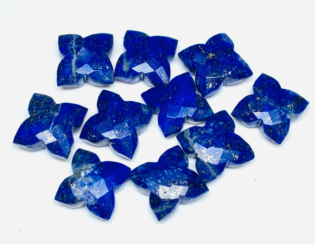 2,3,4,5 Pcs Natural Lapis Lazuli Hand Carved Flower Shape Gemstone - 12MM Flower Shape Loose Carving - Handmade Gemstone Carving For Jewelry