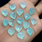 Load image into Gallery viewer, Beautiful Aqua Chalcedony Heart Shape Beads, Hand Carved Heart Charms for Jewelry Making, Faceted Heart Shape Briolette's, 13 MM