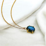 Load image into Gallery viewer, Flashy Labradorite Carved Scarab Necklace, Natural Labradorite Hand Gemstone Necklace, Sterling Silver Necklace, 16 MM Scarab, Gift For Her
