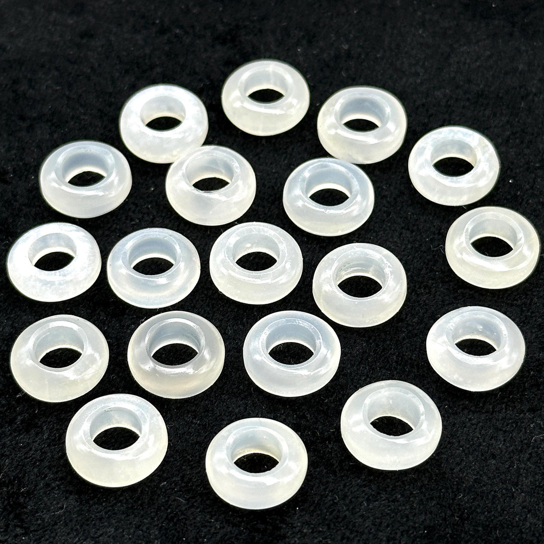 Natural White Moonstone Donut Shape Gemstones, Moonstone Donut Carving, Healing Gemstone Beads, 12 mm Moonstone Smooth Donut Beads