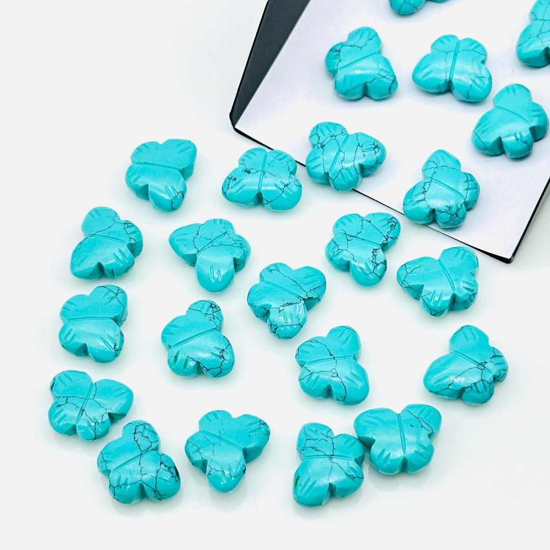 Amazing Blue Turquoise Butterfly Carving, Hand Carved Butterfly Shape Gemstone, 10X13 MM, Butterfly Loose Beads, Turquoise Carved Butterfly