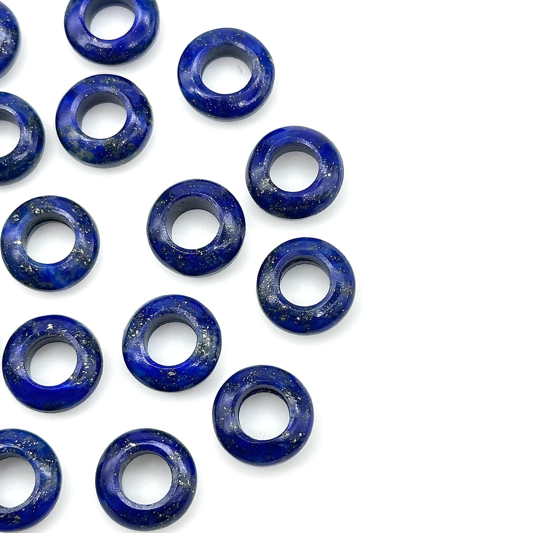 AAA Quality Lapis Lazuli Donut Shape Stones, Natural Lapis Lazuli Donut Carving, Healing Gemstone Beads, 12 mm Blue Donut Smooth Beads