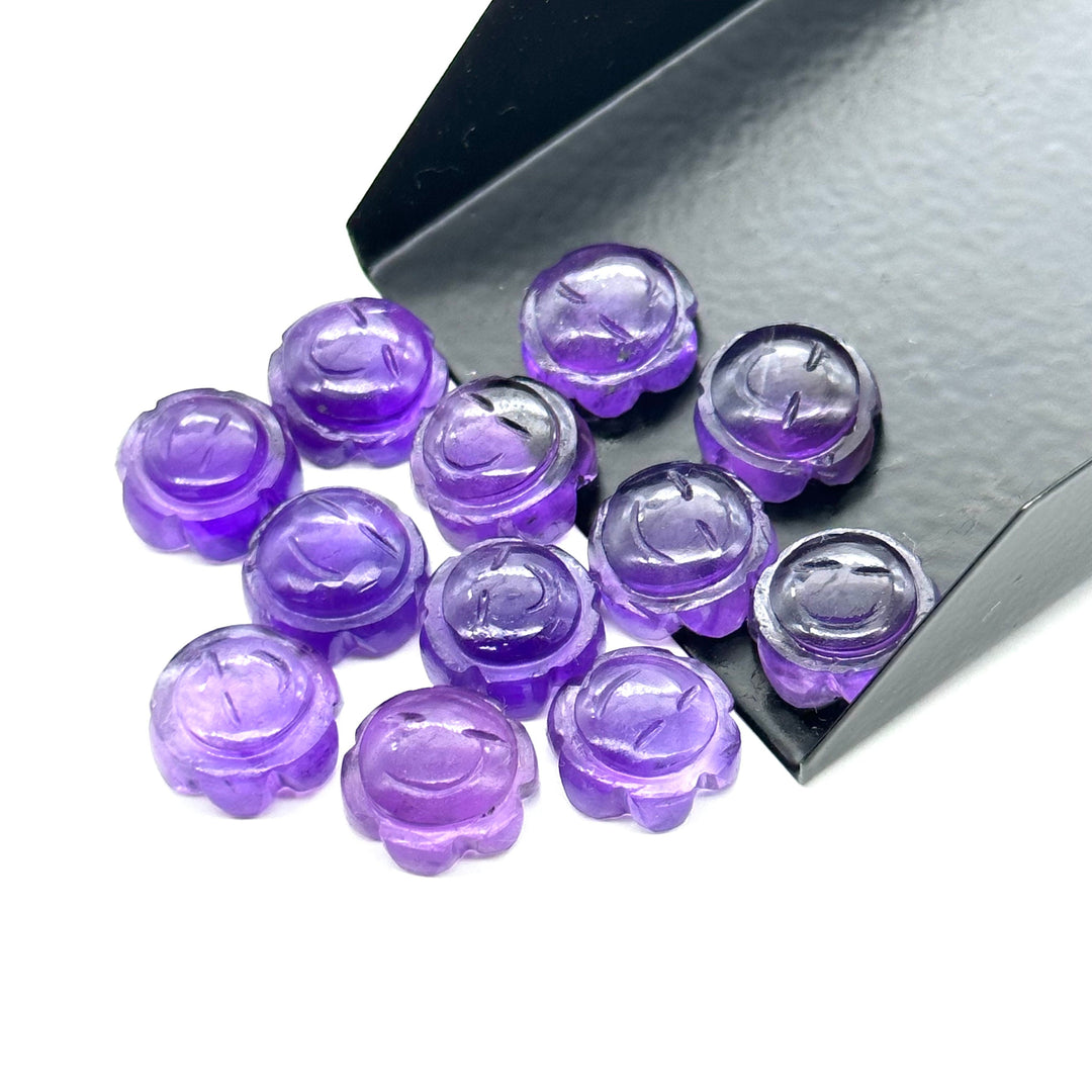 2,3,4,5 pcs 100% Natural purple amethyst Fancy Shape Carved Gemstone, Loose Gemstone, sunflower Shape Gemstone, Carved Gemstone 12 mm