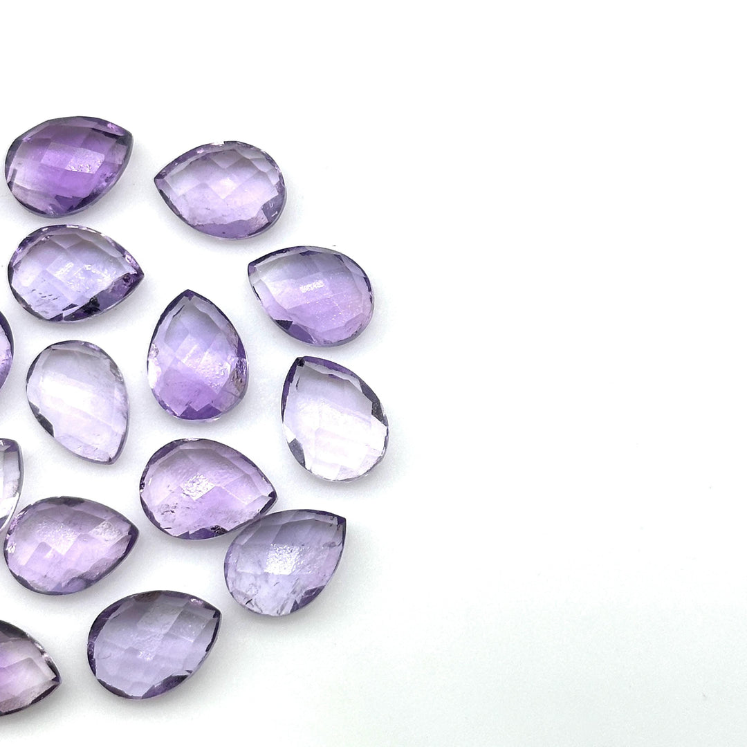 AAA+ Quality Pink Amethyst Faceted Pear Shape Beads, 9X12 MM Pink Briolette's Beads, Matched Pairs, Jewelry Making Pear Shape Beads