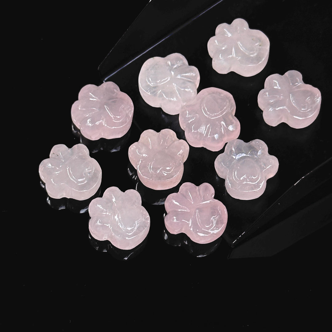 Natural Rose Quartz Hand Carved Dog Paw, AAA+ Quality Gemstone Flat Back Paw Carving, 13 MM Paw Charm, Dog/Cat Cute Paws for Jewelry