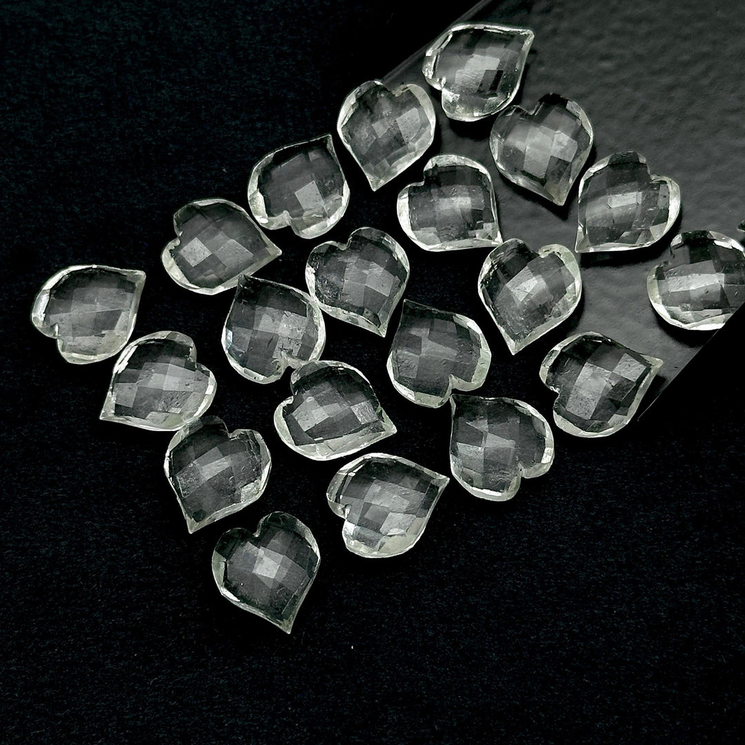 AAA Crystal Quartz Heart Shape Beads, Clear Quartz Hand Carved Heart Charms for Jewelry Making, Faceted Heart Shape Briolette's, 13 MM
