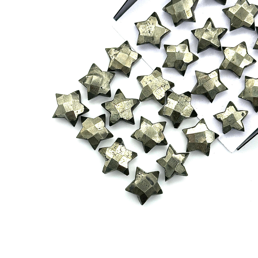 Natural Pyrite Faceted Star Shape Briolettes, Hand Carved Star Faceted Beads, Star Shape Gemstone for Jewelry Making, 10 MM Star Charms