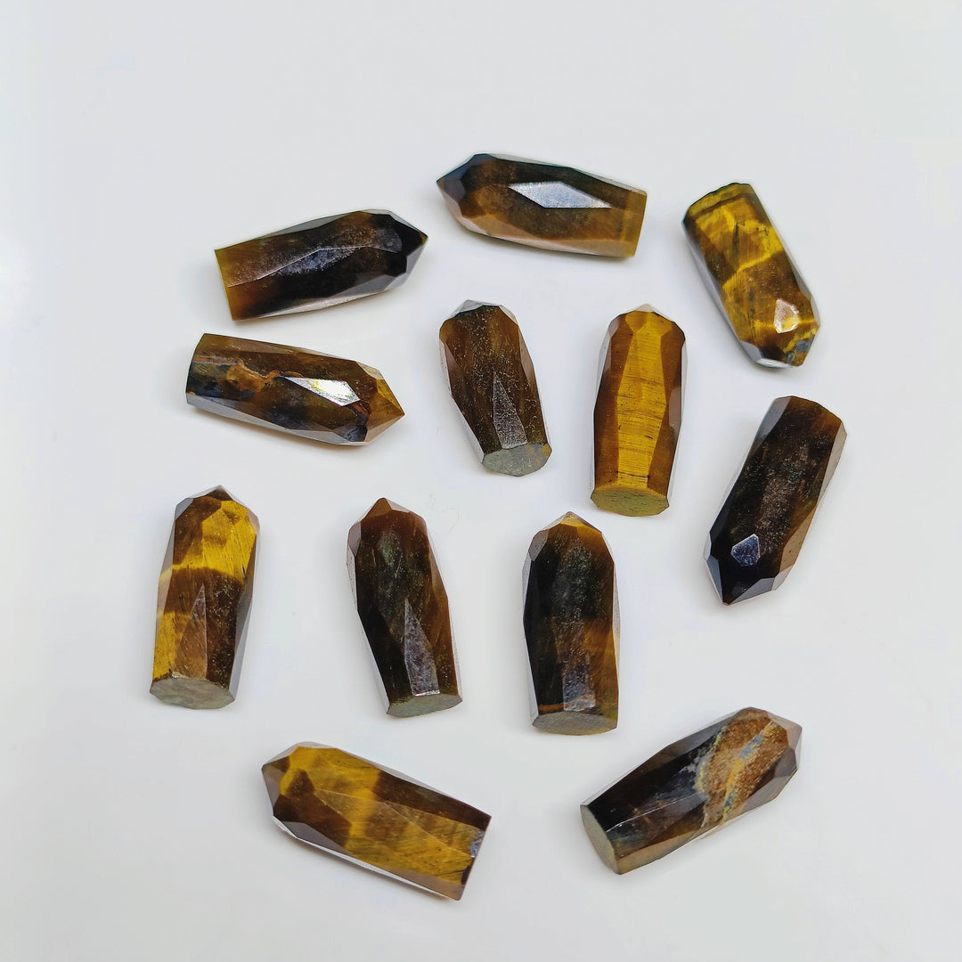 2,3,4,5 pcs Natural Tiger Eye Faceted Pencil Shape Loose Gemstone, Tiger Eye Loose Gemstone, Gemstone For Jewellery 13.5X5.5 mm