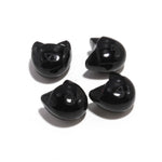 Load image into Gallery viewer, Black Onyx Cat Face Carving, Cat Shape Carved Gemstone Briolette's, Handmade Cat Head Beads, 15 MM, Black Evil Cat Protection