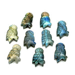 Load image into Gallery viewer, Natural Labradorite Owl Shape Gemstones, Hand Carved Owl Shape Stone, Flashy Labradorite Owl Shape Charms, 20 MM Bird Carvings