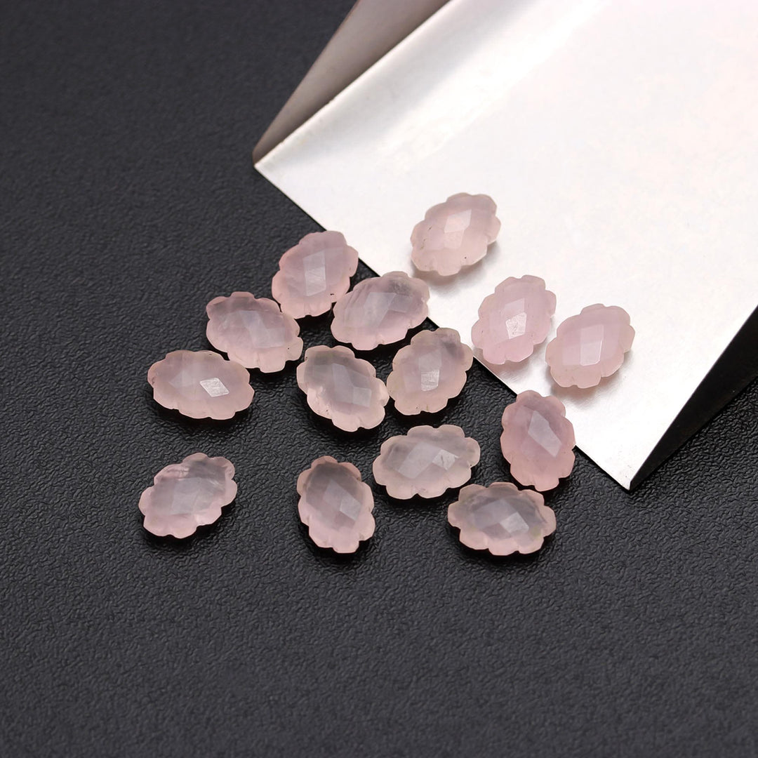 Natural Rose Quartz Clouds Shape Beads, Faceted Rose Quarz Cloud Shape Beads, Carved Cloud Shape Charms, 12 MM, Loose Carved Briolettes
