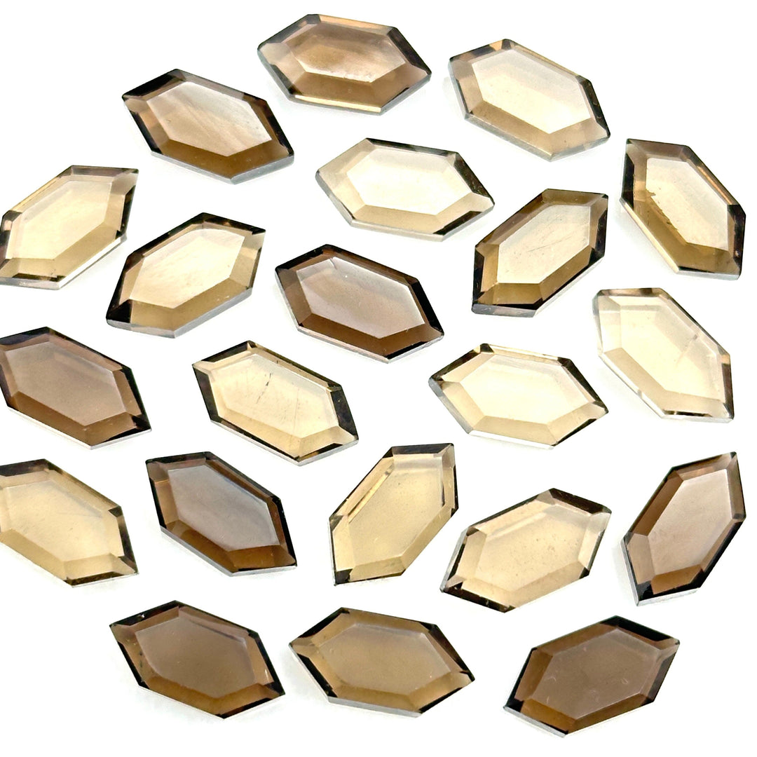 Natural Smokey Quartz Hexagon Beads, New Fancy Shape Charms For Jewelry, 7X14 Geometrical Shape Gemstone Beads, Wholesale Carving Beads