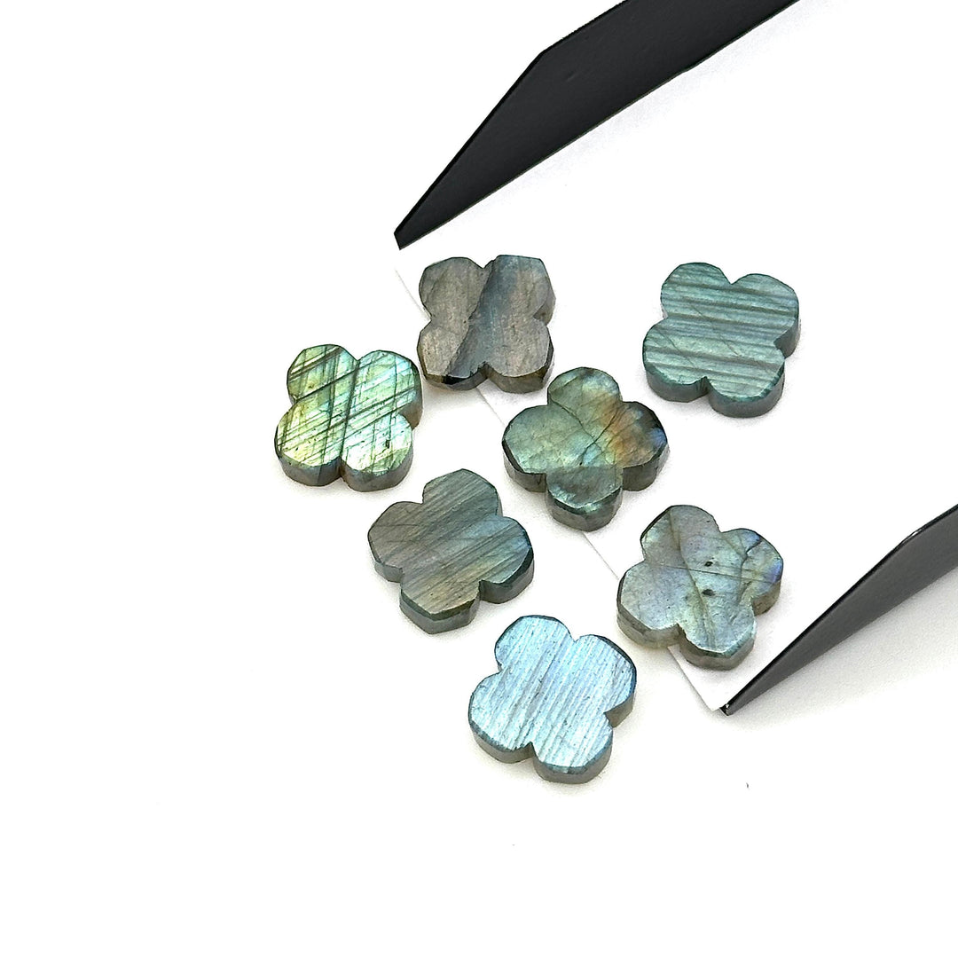 Natural Labradorite Clover Shape Beads, AAA Labradorite Four Leaf Clover Shape Gemstone, Loose Wholesale Beads for Jewelry, 12 MM
