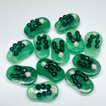 Load image into Gallery viewer, 1 Pair, 100% Natural Green Strawberry Slipper Shape Gemstone, Carved Gemstone, Loose Gemstone, Slipper Shape Gemstone, 18X11 mm