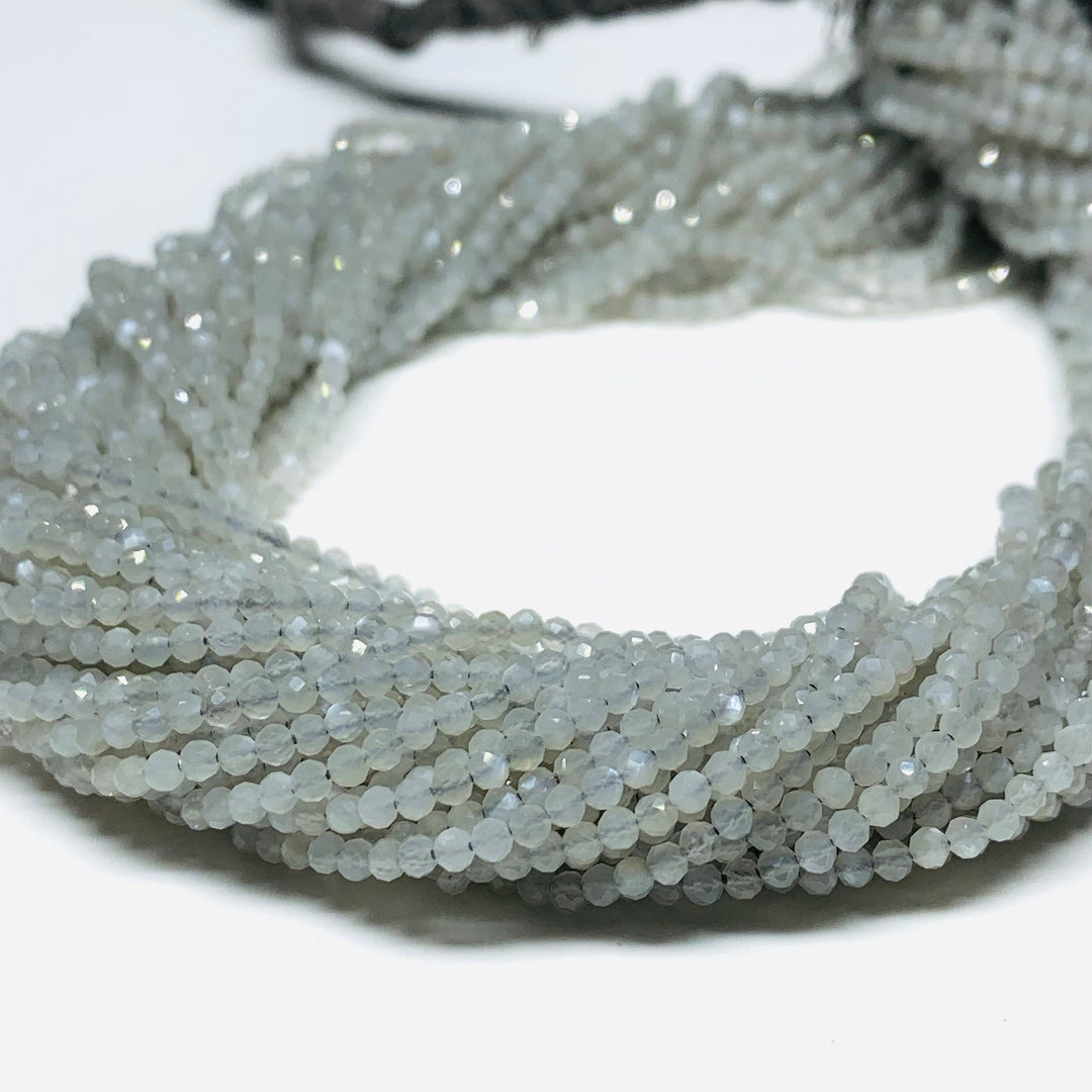 Faceted Grey Moonstone Beads: 2mm Round Strand