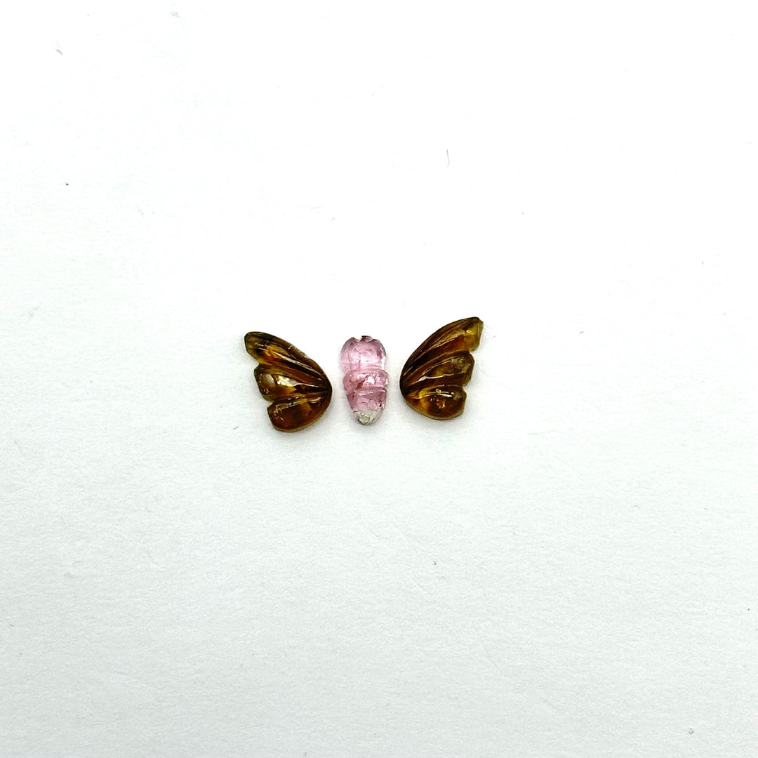 natural tourmaline Butterfly Shape Carving, Hand carved tourmaline Butterfly loose carving, carved butterfly for jewelry Making 19x9mm.