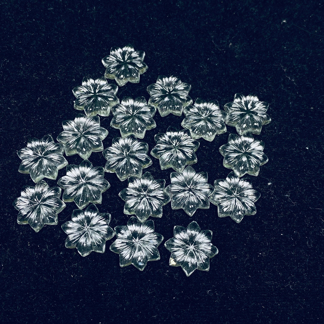 1,2,3,4,5 pcs 100% Natural Crystal Quartz  Flower Shape Carved Gemstone, Flower Shape Carving, Carved Gemstone For Jewellery  16 mm