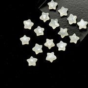 Natural White Moonstone Stars Shape Beads, Hand Carved Faceted Moonstone Star Briolette's, 8 MM Star Loose Beads For Jewelry Making