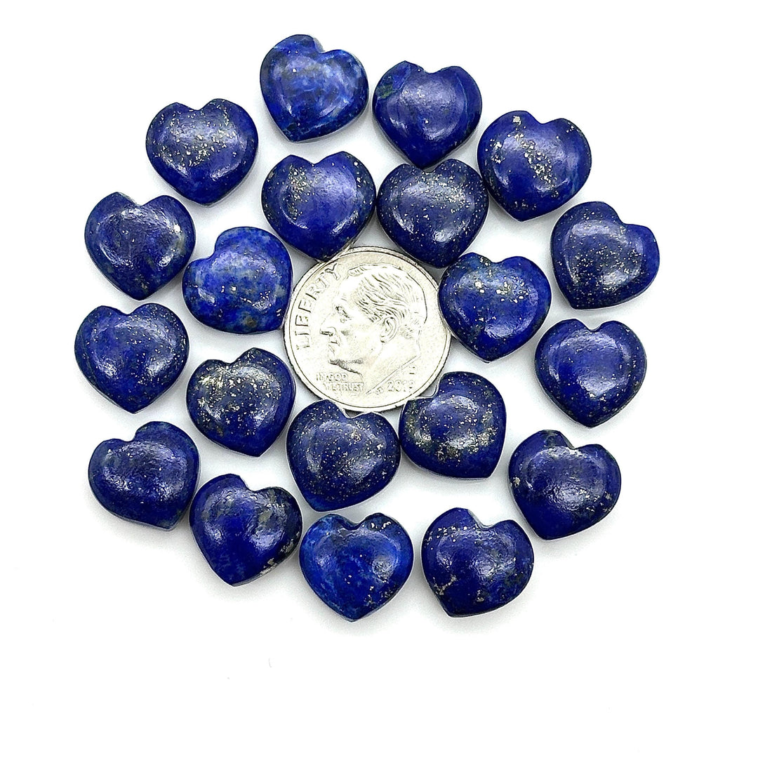 Hand Carved Lapis Lazuli Heart Beads: AAA Quality, 12mm