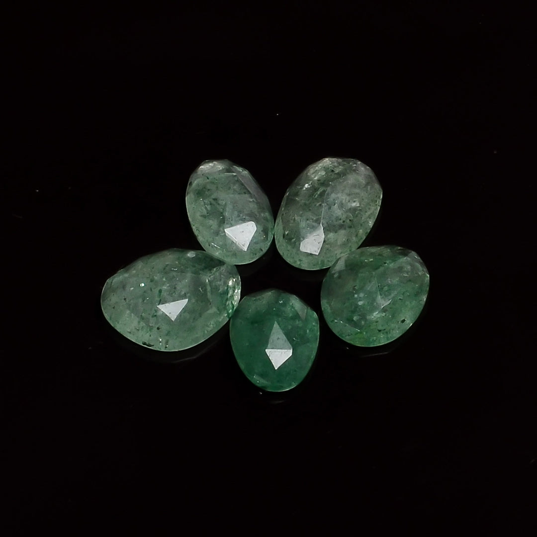 2,10,20,25,50pcs A-one Quality green aventurine freeform Rosecut, faceted rosecut, gemstone for jewelry, jewelry making rosecut 12X7 12X10mm