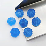 Load image into Gallery viewer, 2,3,4,5 pcs 100% Natural Blue Chalcedony Flower Shape Carved Gemstone, Flower Shape Carving, Carved Gemstone For Jewlery 12 mm