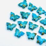 Load image into Gallery viewer, Faceted Copper Turquoise Butterfly Beads: Carved Gemstone (14x10 MM)