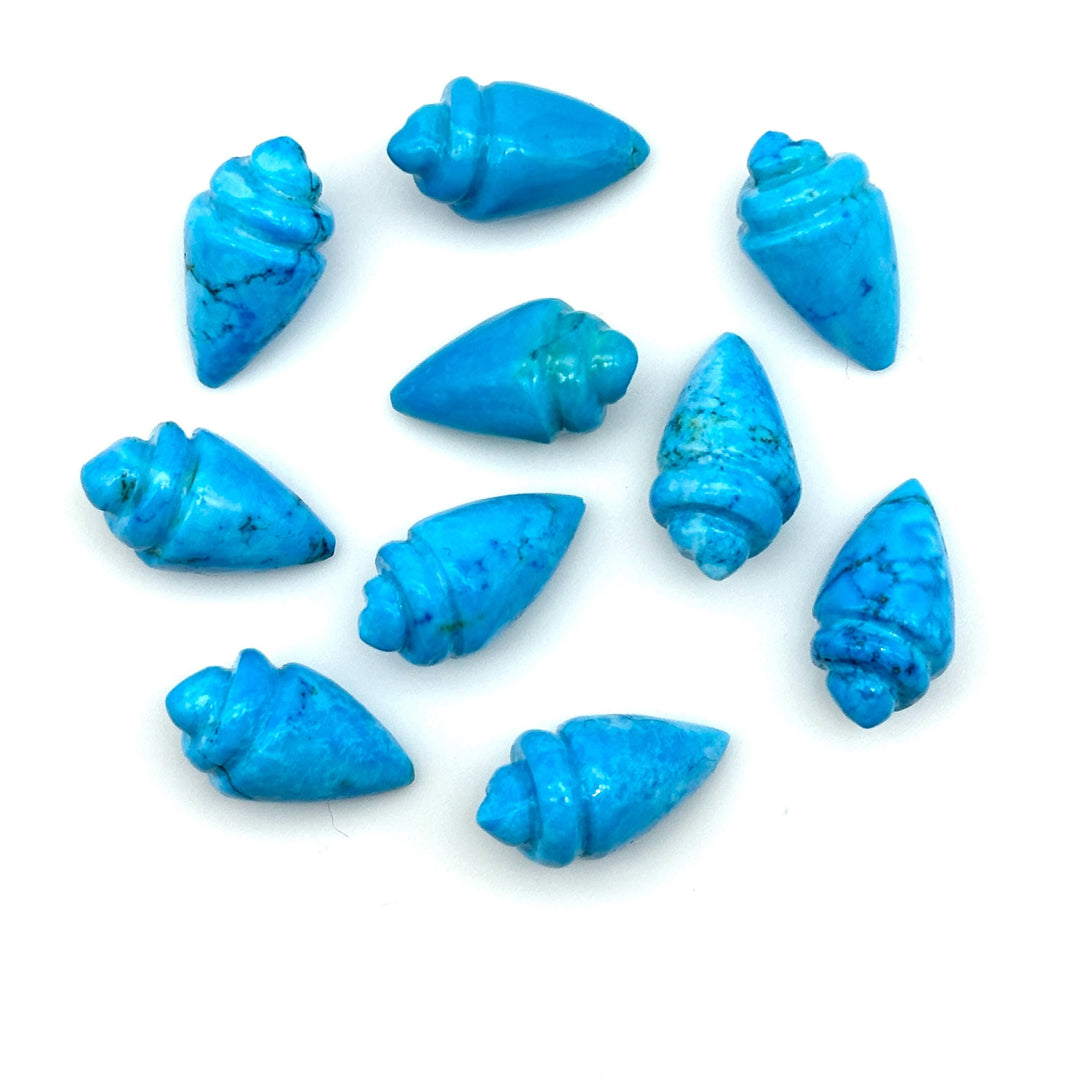 Blue Turquoise Conch Shell Shape Carving, Sea Turquoise Hand Carved Shell Shape Gemstone Beads, 18X10 MM, Loose Shell Gemstone