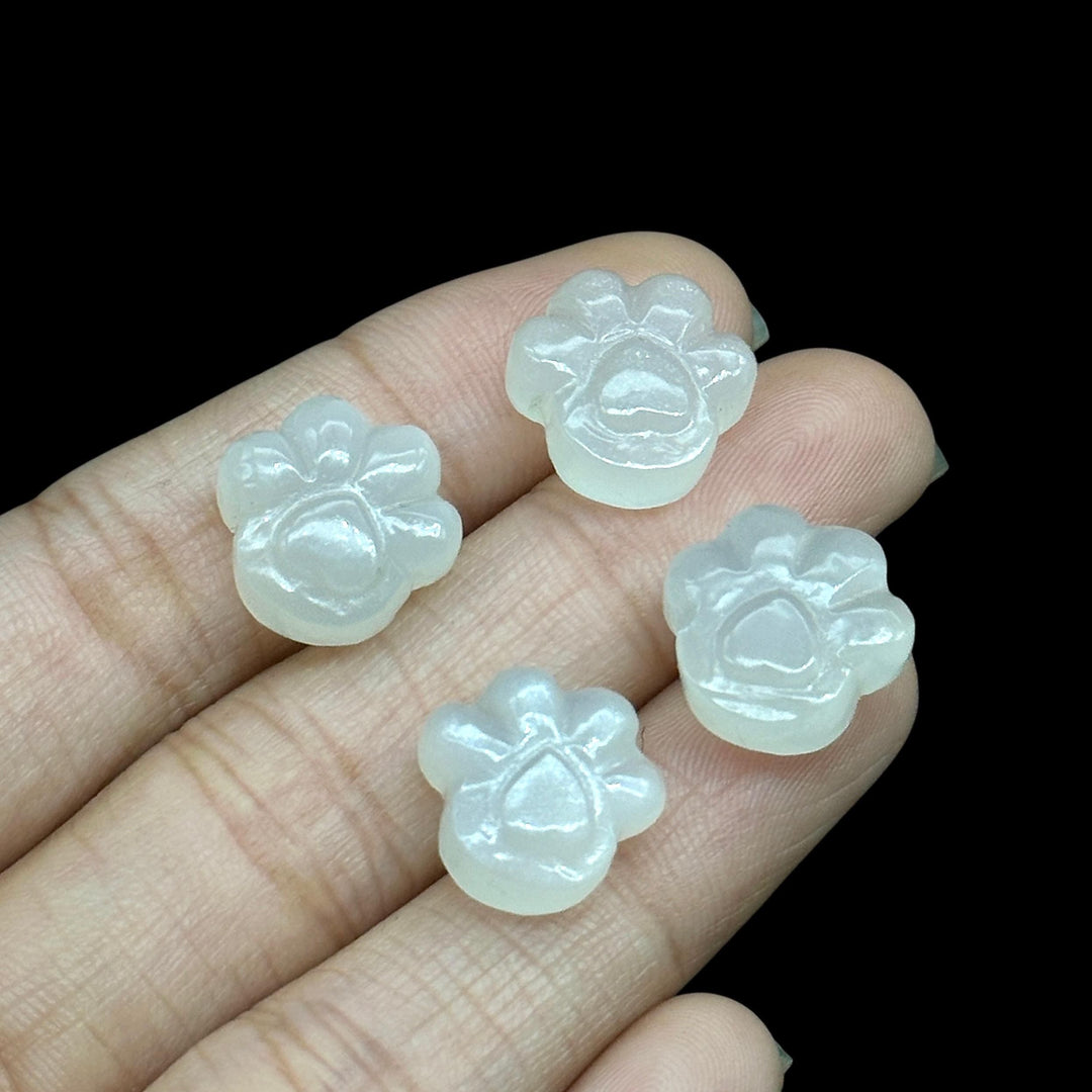 Natural White Moonstone Dog Paw Carving, AAA+ Quality Gemstone Paw Carving, 13 MM Little Paw Charm, Gift For Dog Lover, Dog Pendant For Gift