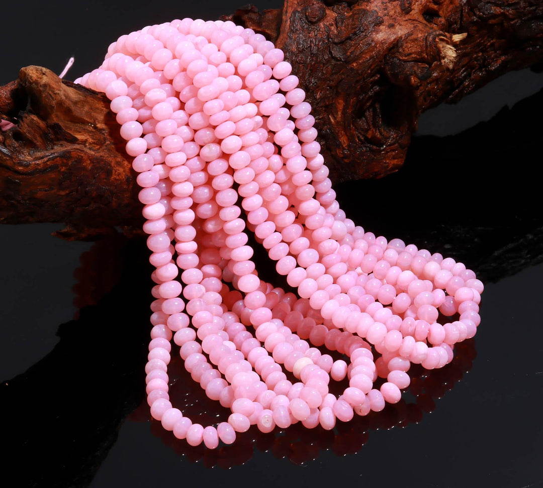 Pink Opal Smooth Rondelle Beads, Plain Opal Beads for Jewelry Making, Wholesale Loose Opal Beads, 8 MM Pastel Dyed Opal for Craft Making