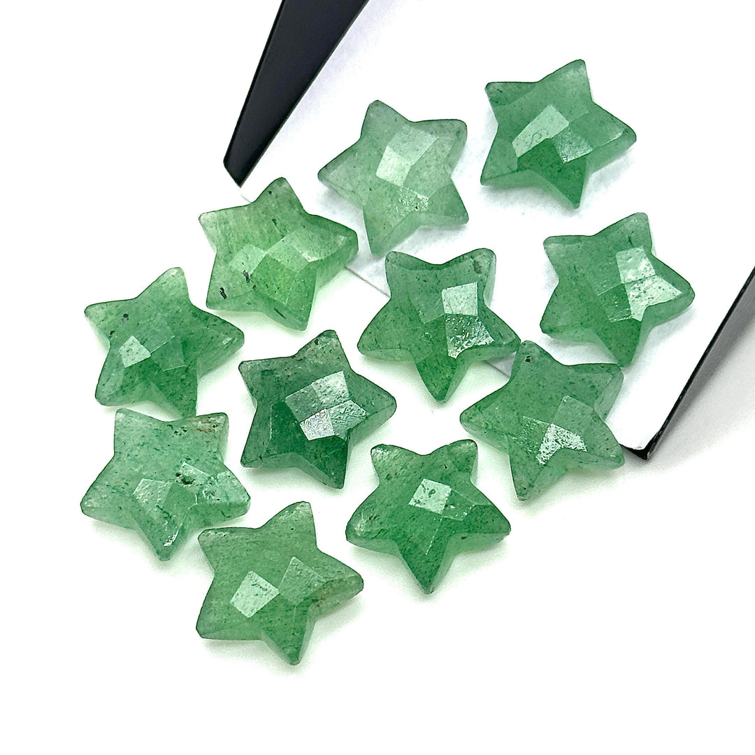 Natural Green Strawberry Star Shape Briolettes, Strawberry Quartz Star Beads, Hand Carved Star for DIY Crafts, Shiny Star for Jewelry, 15 MM