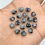 Load image into Gallery viewer, AAA Snowflake Obsidian Heart Shape Briolette's, Smooth Heart Shape Beads, Hand Carved Gemstones, Jewelry and Craft Wholesale Beads 8 MM