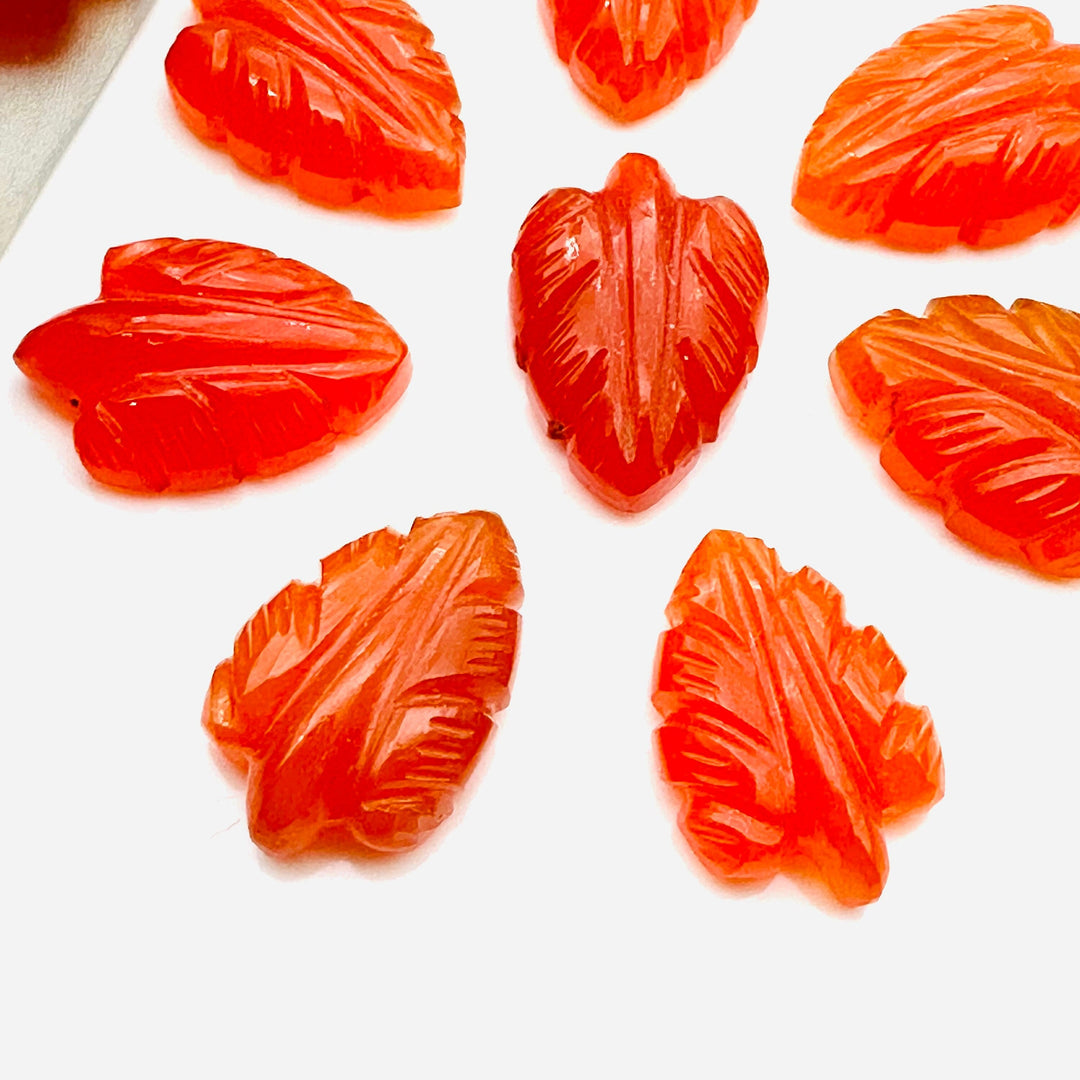 2,3,4,5 pcs Natural orange chalcedony Hand Carved Leaf Shape, Carved Leaf Shape Gemstone for Jewlery, Leaf Carving 18X12mm