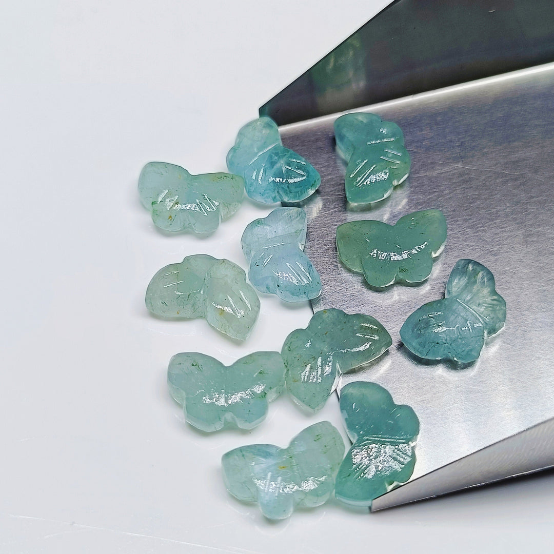 Amazing Aquamarine Butterfly Shape Carving Beads, Aquamarine Carved Gemstone Briolette's , Natural Gemstone For Jewelry Making Charms12X7mm