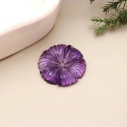 Natural Amethyst Hand Carved Flower Shape Stone, Flower Charms, 25 MM Reiki Healing Crystal Gifts, Floral Gemstones, February Birthstone