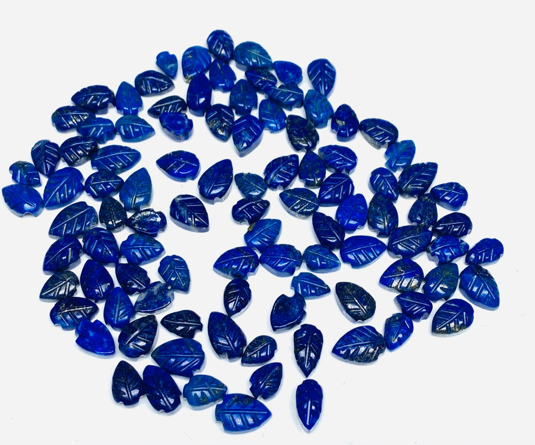 2,3,4,5, Pcs Natural Lapis Lazuli Leaf Shape Carving , pear leave shape Carved brioletts Gemstone For Jewellery making beads 8-10 mm