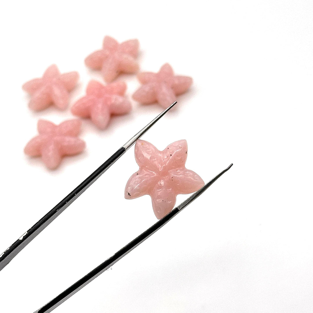 AAA Pink Opal Star Fish Shape Beads, Carved Pink Opal Star Fish Shape Gemstones, Star Fish Carvings, Rare Findings, 20 MM, Marine Sea Fishes