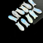 Load image into Gallery viewer, Rainbow Moonstone Fish Carving: Hand Carved Briolette Charm (8x20 MM