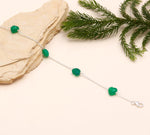 Load image into Gallery viewer, Natural Green Onyx Heart Beads Bracelet, Onyx Faceted Heart Beads Bracelet, Women's Gift Chain Bracelet, 925 Silver Bracelet, Girls Anklets